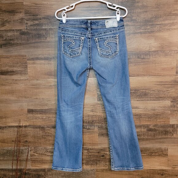 Silver Jeans 28 Suki Low Rise Bootcut Thick Stitch Medium Light Wash Stretch - Picture 2 of 11
